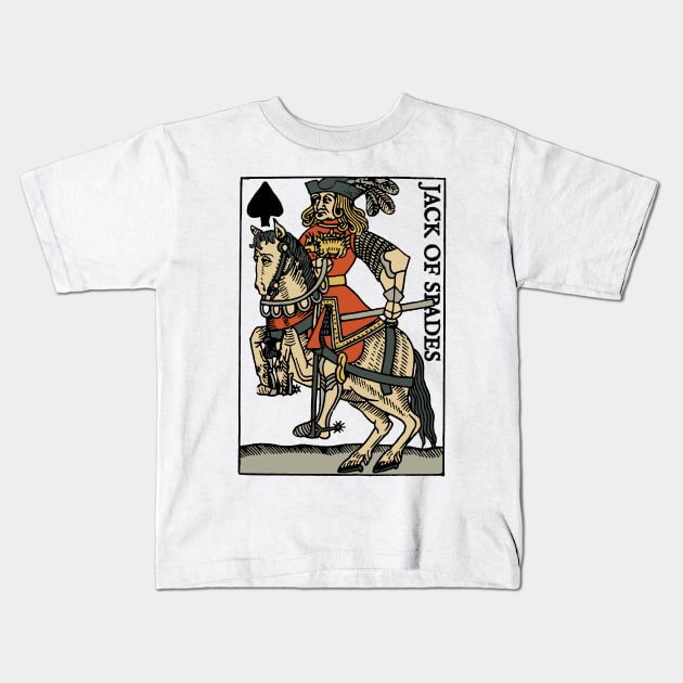 Antique Character of Playing Cards Jack of Spades Kids T-Shirt by KewaleeTee